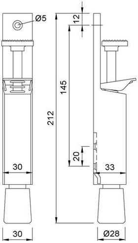 Türfeststeller 1082.02 Aluiminium silberf.lack.Hubh.50mm Türmontage KWS