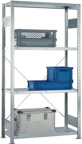 Steckregal H2000xB1000xT400mm Anbaur.verz.1 Rahmen,4 Fbd.Trgf.150kg Feldl.1650kg