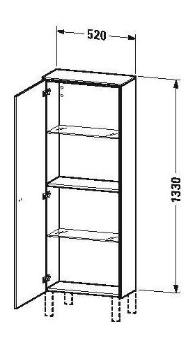 Duravit Halbhochschrank BRIOSO 1330x520x240mm Gri chr Ans re lichtbl ma