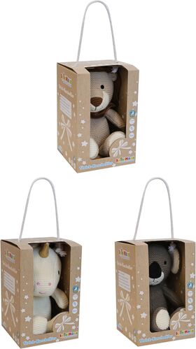 SMB Strick-Kuscheltiere mit Rassel,3-f.s