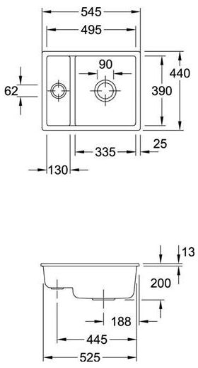 Subway XU Spüle 545 x 440 mm Timber Cera micplus