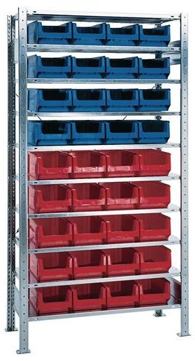 Steckregal H2000xB1000xT400mm Anbauregal 10 Stahlbd.16xMK3Z blau,20xMK3Z rot TW
