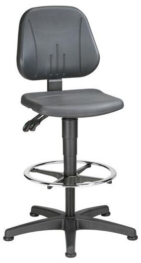 Arbeitsdrehstuhl Unitec Bodengleiter+Fußring Integralschaum schwarz 580-850mm
