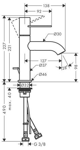 Einhebel-Waschtischmischer AXOR UNO 100 Bügelgriff stainless steel optic