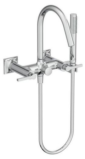 IDS Zweißriff-Badearmatur JOY NEO AP, Hebelgriffe, mit Brause-Set chrom IDEAL STANDARD