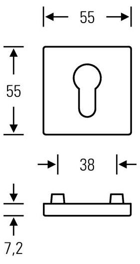 Schlüsselrosette-Paar 12 1704 VA 6204 Schildst.7,2mm R-WC quad.FSB