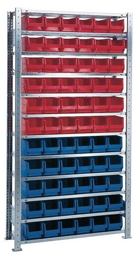 Steckregal H2000xB1000xT300mm Grundregal 12 Stahlböden 30xMK4 blau,36xMK4 rot TW