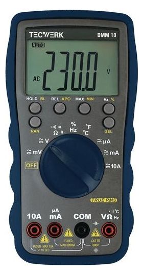 Multimeter DMM 10 0-600V AC/DC TRUE RMS TECWERK