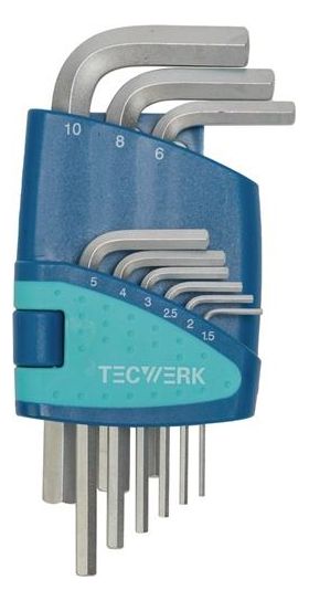 Sechskantwinkelschraubendrehersatz 9-tlg.Ku.-Halter SW 1,5-10mm kurz TECWERK