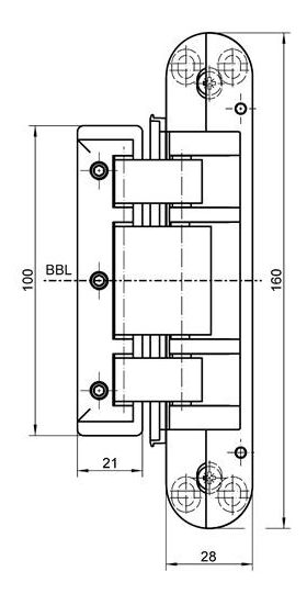 Glastürband Tectus TEG 310 2D 80 VA ma weiß 80kg verdecktl. - VPE: 2