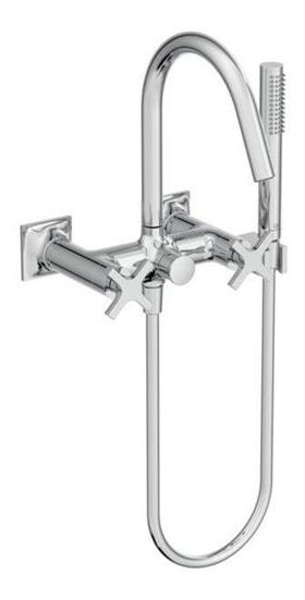 IDS Zweißriff-Badearmatur JOY NEO AP, Kreuzgriffe, mit Brause-Set chrom IDEAL STANDARD