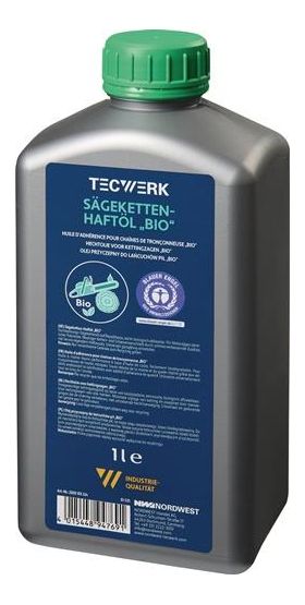 Sägekettenhaftöl BIO 52 mm²/s (bei 40GradC) 1l Flasche TECWERK