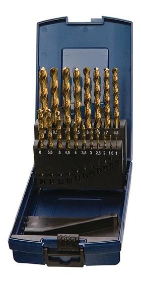 Spiralbohrersatz DIN 338 TypN D.1-13x0,5mm HSS TiN 25tlg.Ku.-Kass.TECWERK