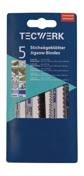 Stichsägeblattsortiment 5-tlg.f.HO/Metall TECWERK