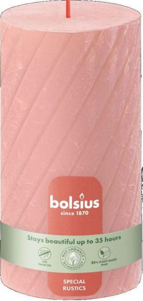 BOLSIUS  Stumpe Rustik TR 130/68mm rosa - 4 VPE