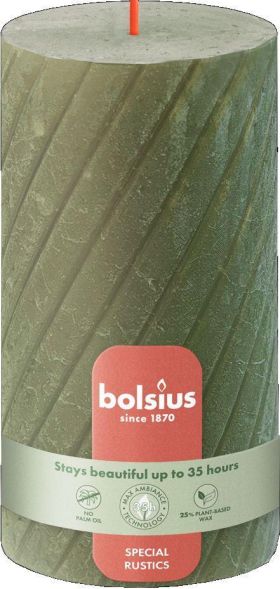 BOLSIUS  Stumpe Rustik TR130/68mm olive - 4 VPE