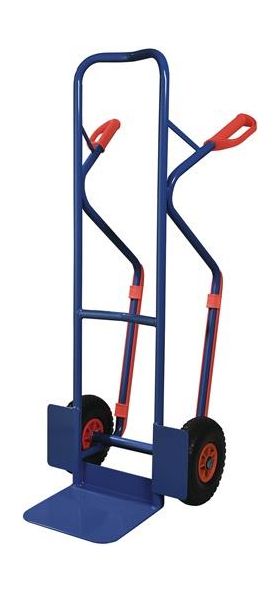 Stapelkarre m.Kufen H.1300mm Schaufel-L250xB320mm PU-Bereifung Trgf.300kg blauTW
