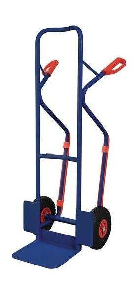 Stapelkarre m.Kufen H.1300mm Schaufel-L250xB320mm Luft-Bereif.Trgf.300kg blau TW