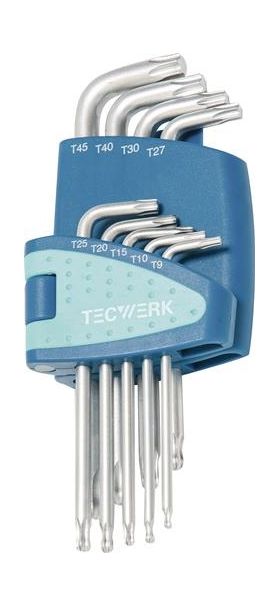 Winkelschraubendrehersatz 9-tlg.T9-T45 m.Kugelk.Ku.-Halter TECWERK