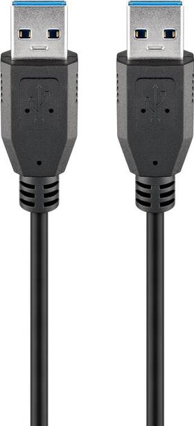 USB-A-Kabel, USB 3.0, 0,5 m, schwarz, 0.5m- VPE: 1