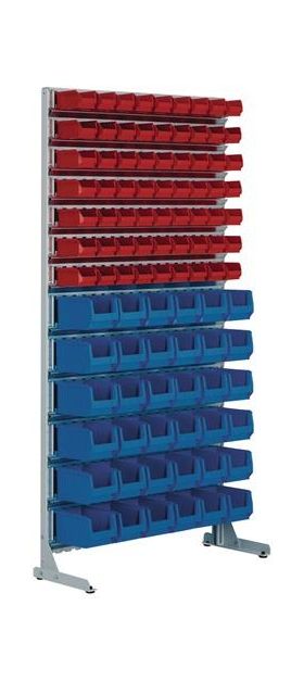 Ständerregal eins.H2010xB1010xT400mm 63xMK5 rot,36xMK4 blau lichtgrau
