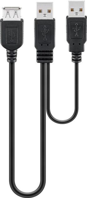 USB 2.0 Hi-Speed Dual-Power Kabel, schwarz, 0.3m- VPE: 1