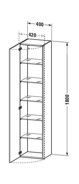 Duravit Hochschrank DURASTYLE 360x400x1800mm Ans re Ei sw / weiß matt