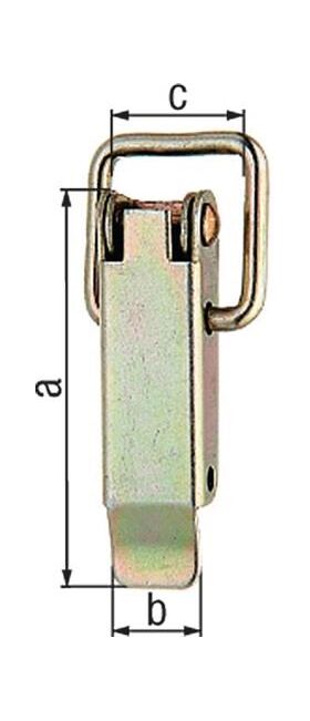 Kistenverschluss H.61mm B.22mm STA galv.gelb verz.f.Vorhangschl.m.max Ø7mm GAH