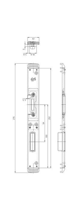 Schließteil Falle/Riegel U-St.29x6,5mm re.silberf.FUHR
