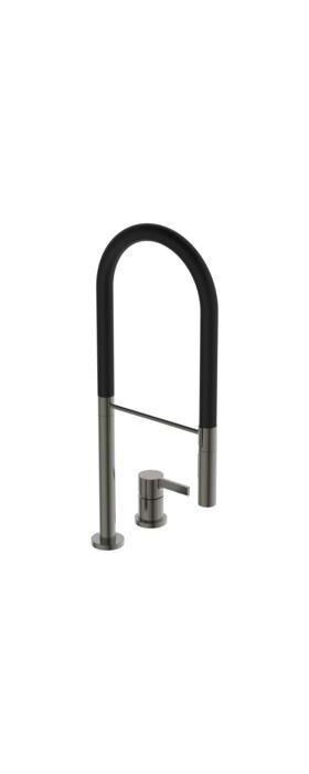 IDS 2-Loch-Küchenarmatur GUSTO Semi-Pro 2F-Brause, Ausladung 225mm magnetic grey IDEAL STANDARD