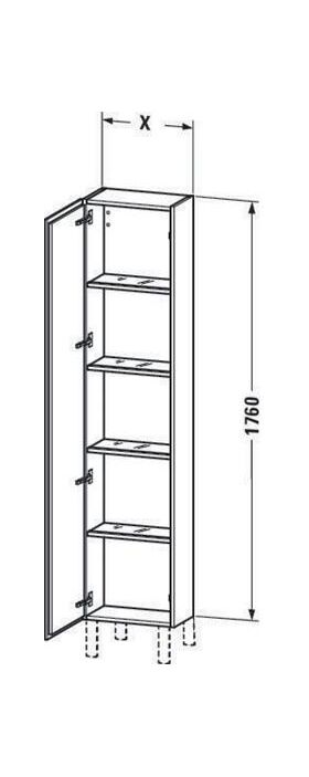 Duravit Hochschrank L-CUBE 400x243x1760mm Ans links weiß supermatt