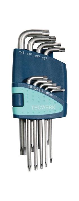 Winkelschraubendrehersatz 9-tlg.T9-T45 Ku.-Halter TECWERK