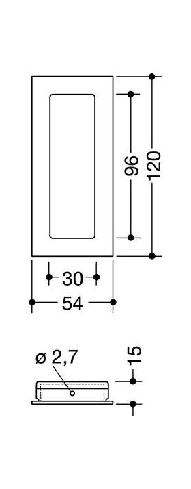 Schiebetürmuschel 544.54B120 PA 92 grau ma rechteck.TS ab 17mm