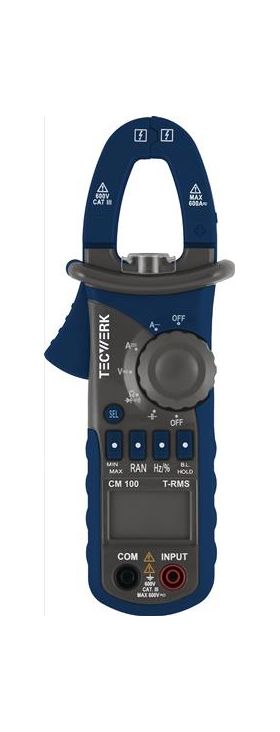Stromzangenmultimeter CM 100 10 mA-600 A AC,10 mA-600 A DC CAT III 600V TECWERK