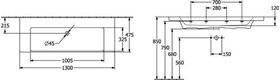 V&B Schrankwaschtisch SUBWAY 3.0 1300x470mm o ÜL o HL stone white C+