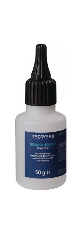 Sekundenkleber schlagzäh 50g schwarz Flasche TECWERK