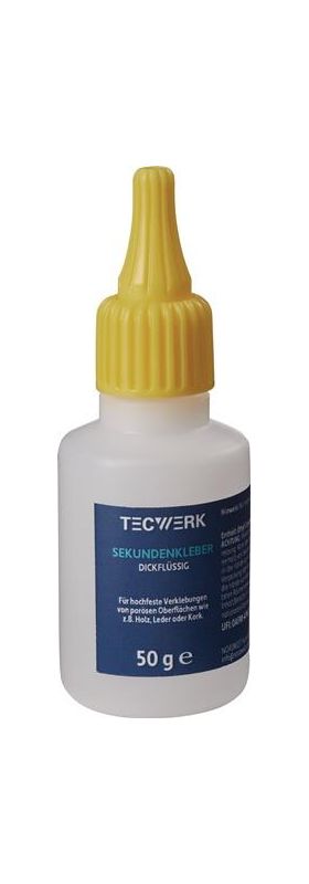 Sekundenkleber dickflüssig 50g farblos Flasche TECWERK