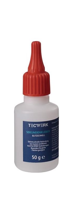 Sekundenkleber blitzschnell 50g farblos Flasche TECWERK