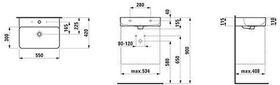 Laufen Waschtisch VAL 550x420mm m ÜL 3 HL-Ausf. weiß LCC