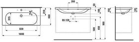 Laufen Waschtisch LUA 100x46cm unterbauf m ÜL o Hahnloch weiß