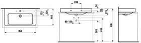 Laufen Aufsatzwaschtisch LAUFEN PRO S 850x460mm m ÜL 3 HL-Ausf. weiß
