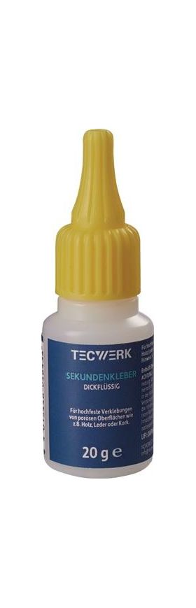 Sekundenkleber dickflüssig 20g farblos Flasche TECWERK