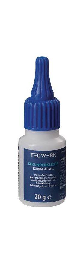 Sekundenkleber extrem schnell 20g farblos Flasche TECWERK