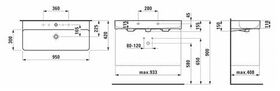 Laufen Waschtisch VAL 950x420mm m ÜL 2 HL-Ausf. weiß matt