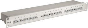 CAT 6 19-Zoll (48,3 cm) Patch Panel, 24 Port, (1 HE), Grau- VPE: 1