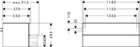 HG Waschtischunterschrank Xelu Q 1180x485x550mm diamantengr ma Gri ma-sw