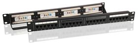 CAT 6 19-Zoll (48,3 cm) Patch Panel, 24 Port, (1 HE), Schwarz- VPE: 1