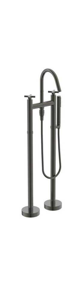 IDS Zweißriff-Wannenarmatur JOY NEO freistehend, Kreuzgriffe magnetic grey IDEAL STANDARD