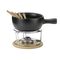 kela Käsefondue-Set 'Natura' 10-teilig 10-teilig | 1 Fonduepfanne aus feuerfester Keramik, Durchmesser 20 cm | 1 Rechaud aus verchromtem Metall | 6 Fondue-Gabeln aus Edelstahl | 1 Untersetzer aus Buchenholz | 1 Sicherheitspastenbrenner aus Edelstahl