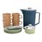 DANTOY BIO Spielzeug - Kaffeset 17-teilig 4 Teller, 1 Kaffeekanne + 1 Deckel, 4 Tassen, 4 Löffel, 1 Zuckerdose + 1 Deckel + 1 Löffel